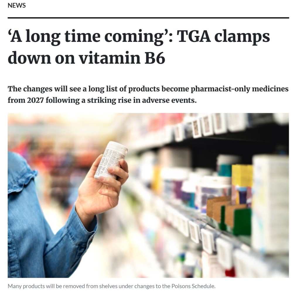 TGA clamps down on Vitamin B6